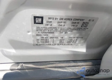 2019 Chevrolet Trax Lt z USA, uszkodzony, nr VIN KL7CJPSB0KB890666